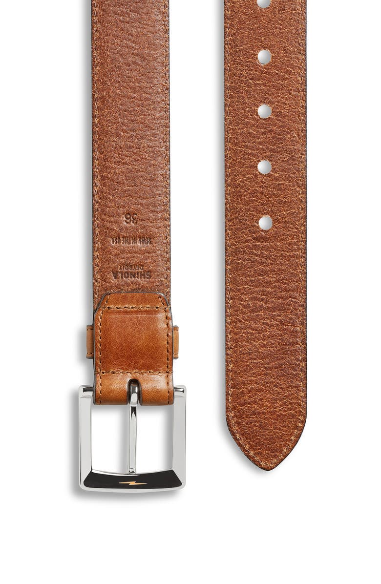 Shinola Bedrock Leather Belt, Alternate, color, Bourbon