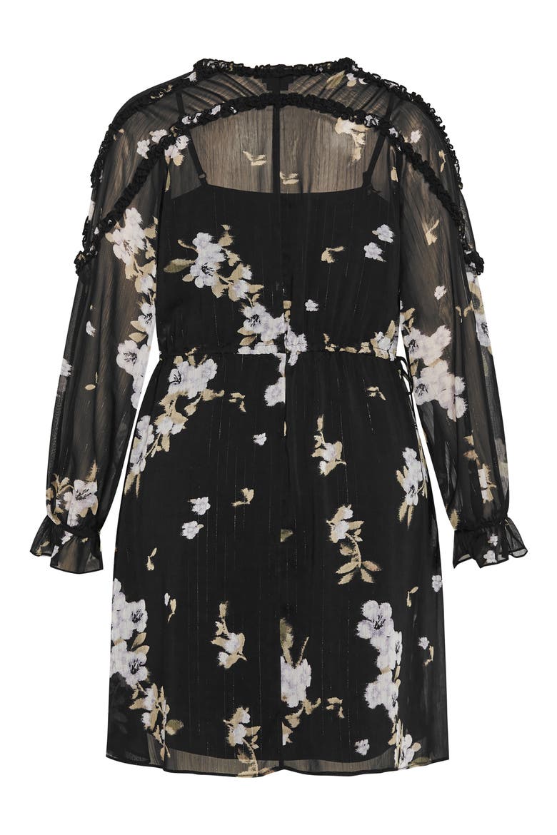 Nina Print Metallic Long Sleeve Dress, Alternate, color, FLORAL