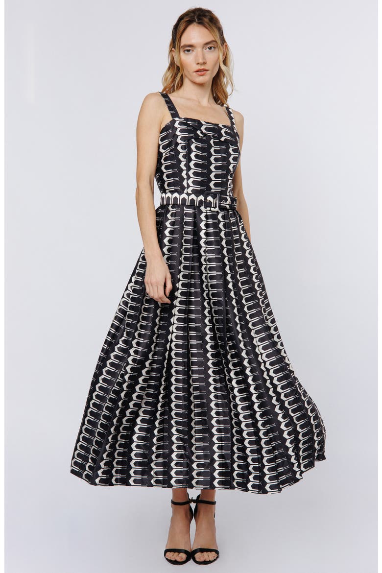 Edia Geo Print Belted Maxi Dress, Alternate, color, BLACK MULTI