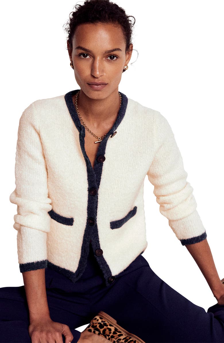 Boden Holly Bouclé Cardigan, Alternate, color, Warm Ivory Boucle