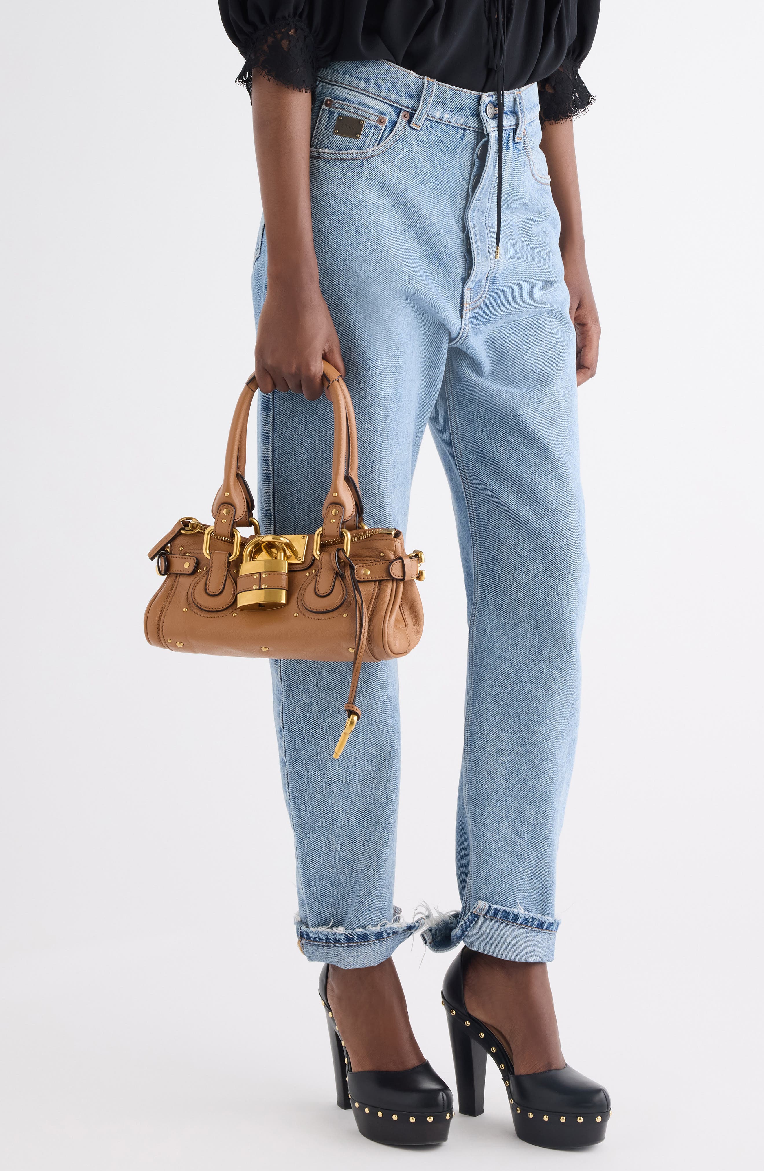 Chloé Small Paddington Leather Satchel, Alternate, color, Mustang Brown