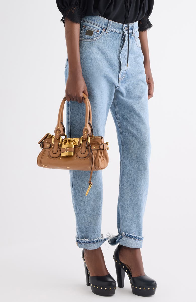 Chloé Small Paddington Leather Satchel, Alternate, color, Mustang Brown