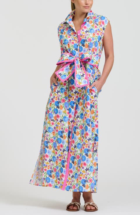 Sleeveless Tie Waist Shirtdress