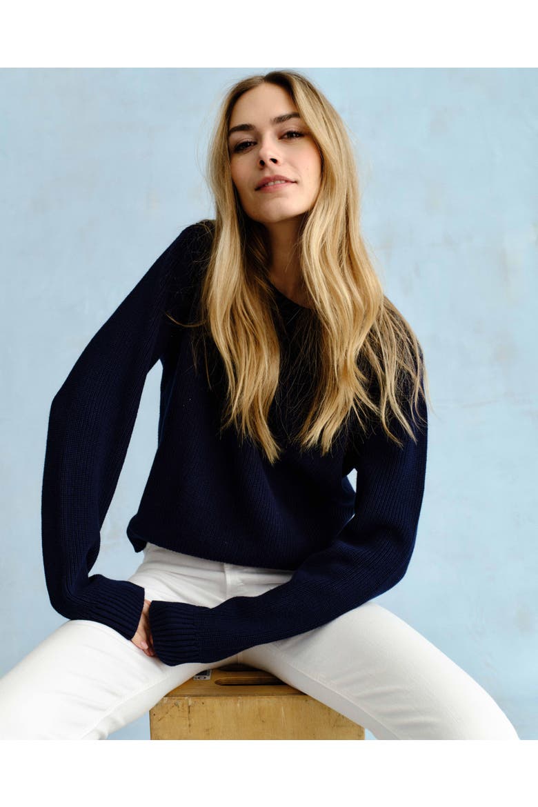 Collins Cotton Sweater, Alternate, color, Midnight Blue