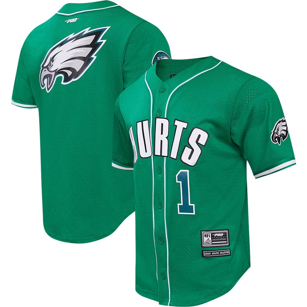 Pro Standard Jalen Hurts Kelly Green Philadelphia Eagles Mesh Button-up Baseball Jersey