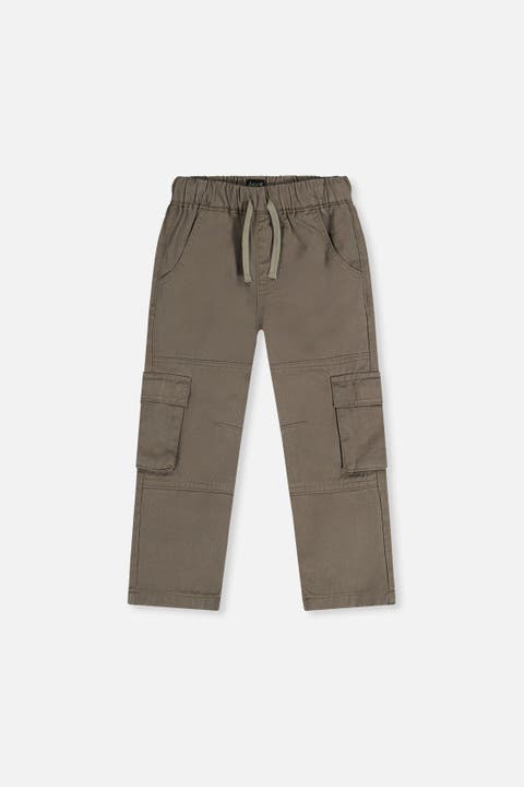 Twill Cargo Pocket Elastic Drawstring Waist Pants (Toddler, Little Kid & Big Kid)