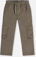 Deux par Deux Twill Cargo Pocket Elastic Drawstring Waist Pants