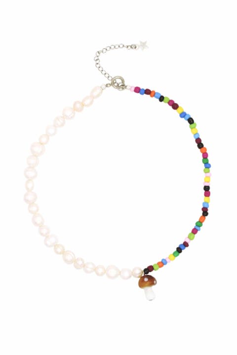 Pearl And Beaded Mushroom Choker