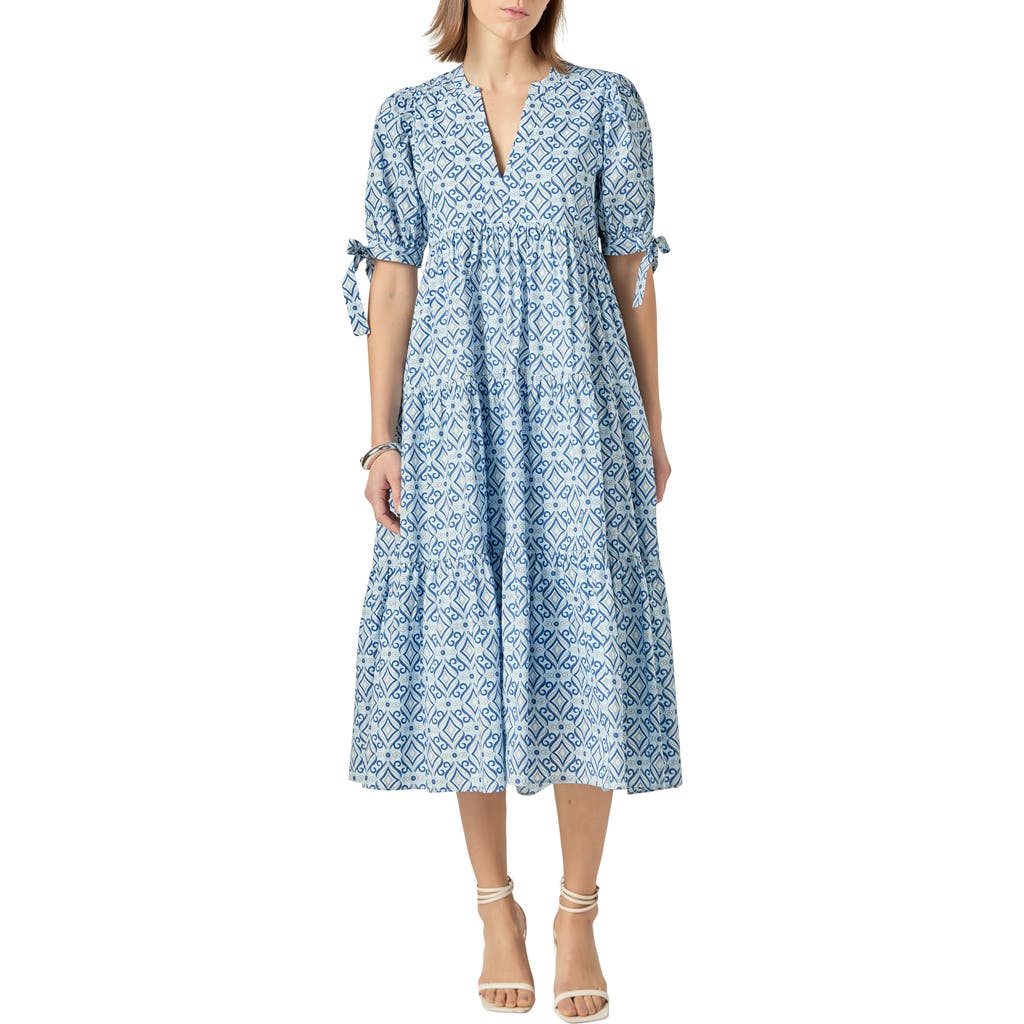 ENGLISH FACTORY ENGLISH FACTORY PRINT BOW TIERED MAXI DRESS