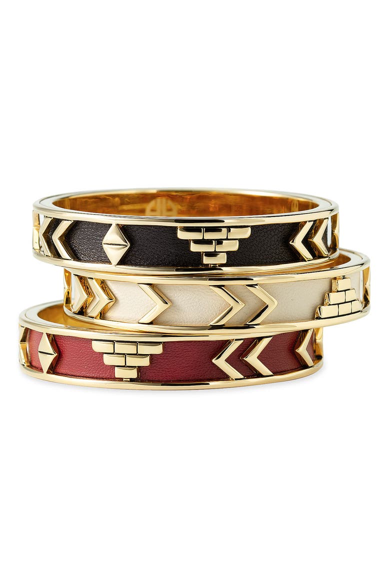 'Aztec' Bangle, Alternate, color, GOLD/ CREAM