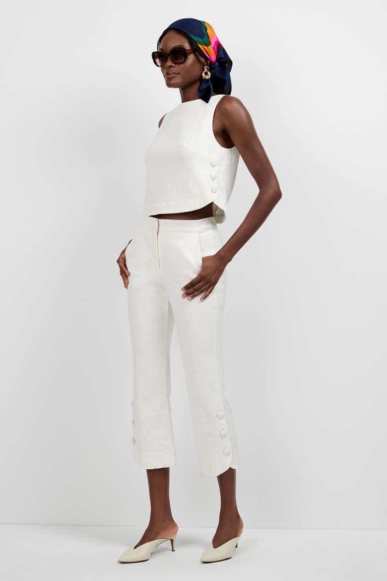 Tortona Button Hem Pants, Alternate, color, Whitewash