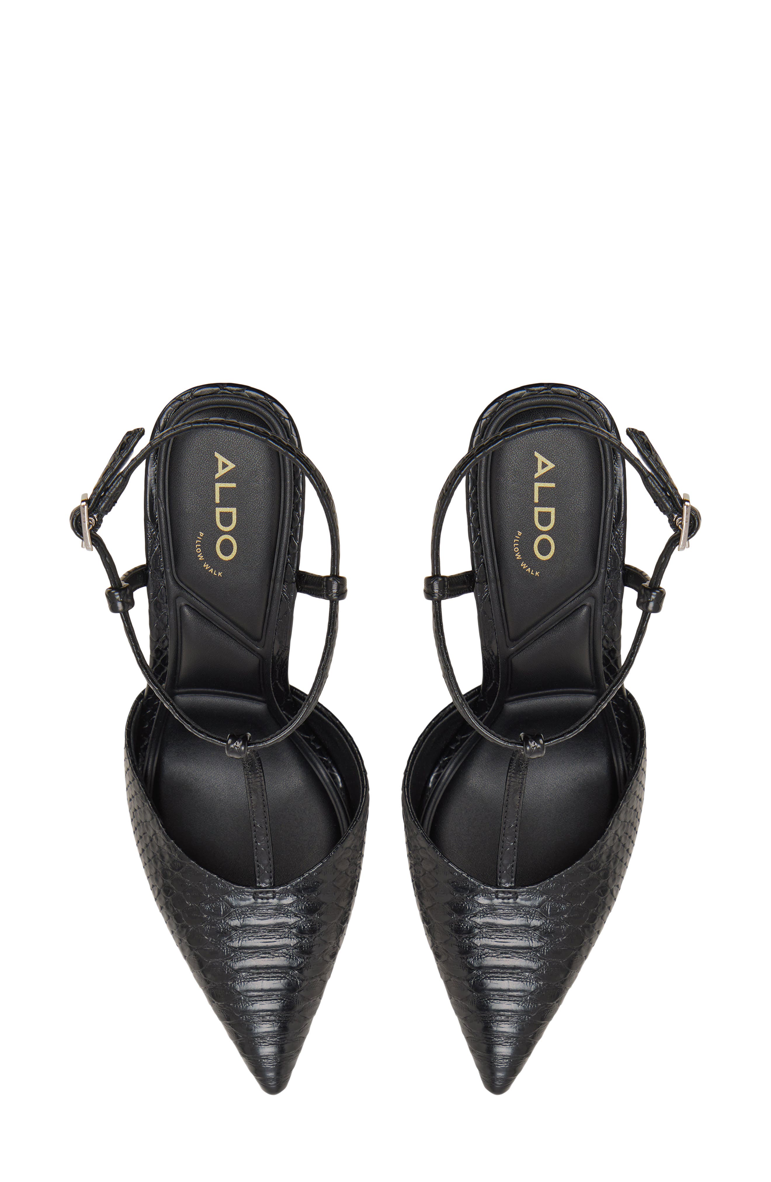 Leonniah Croc Embossed Leather Pump, Alternate, color, BLACK