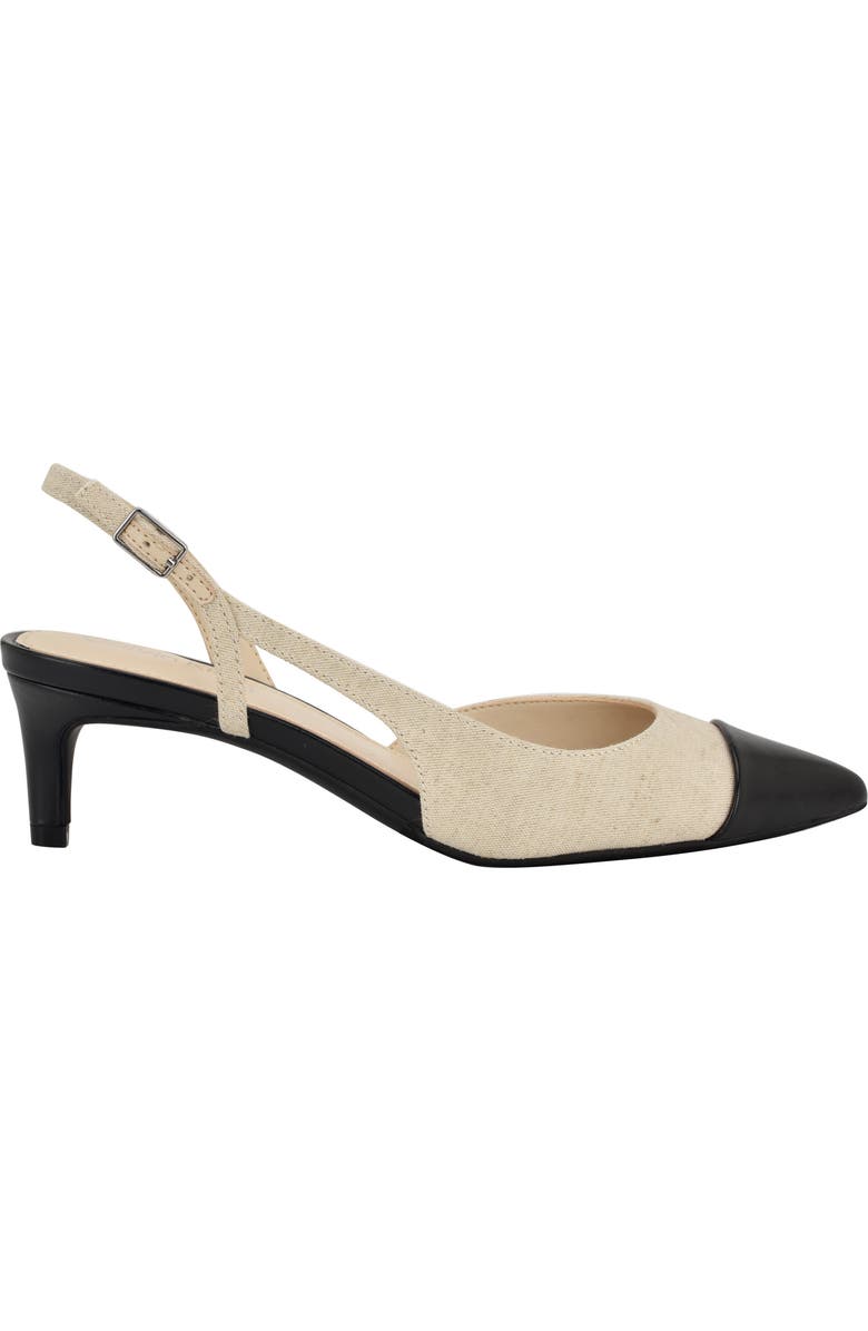 Calvin Klein Slingback Kitten Heel Pump, Alternate, color, Natural/ Black