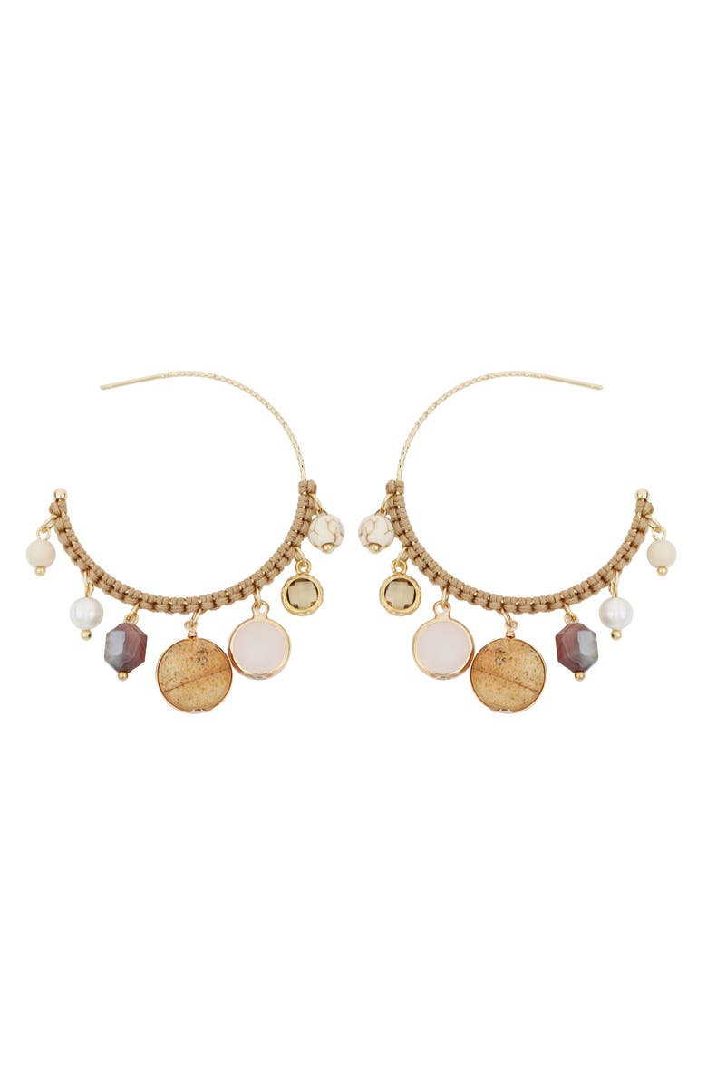 Panacea Mutli Stone Hoop Earrings, Main, color, Beige