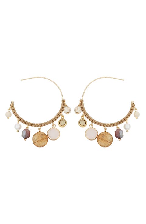 Mutli Stone Hoop Earrings