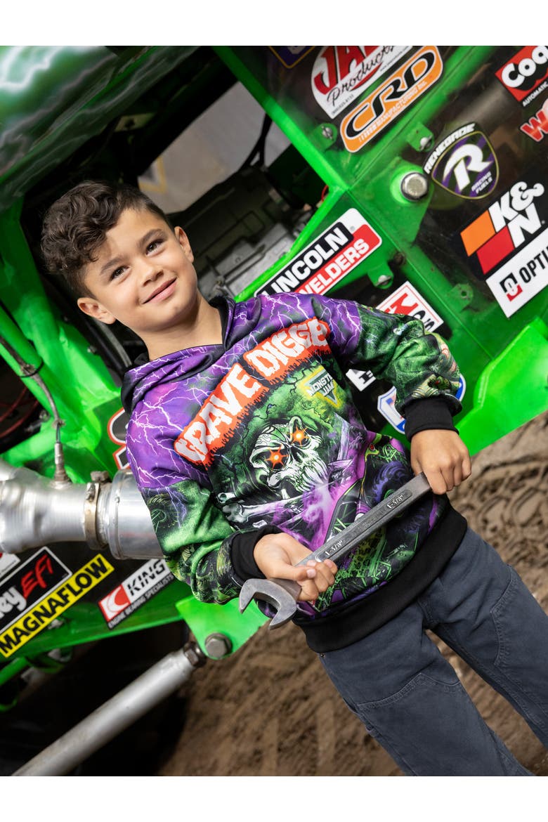 Fleece Hooded Sweatshirt, Alternate, color, Green Grave Digger