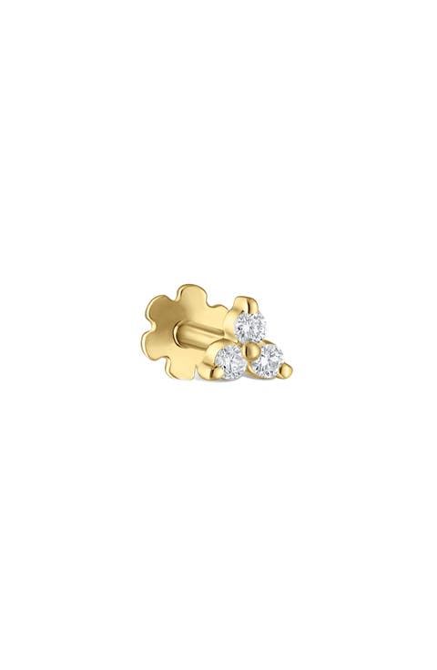 Diamond Trinity Threaded Stud Earring