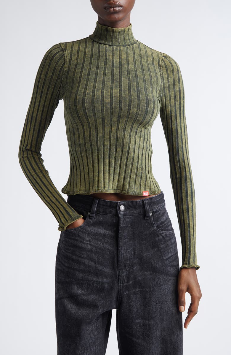 DIESEL<sup>®</sup> T-Clawa Stretch Cotton Rib Sweater, Main, color, Bottle Green