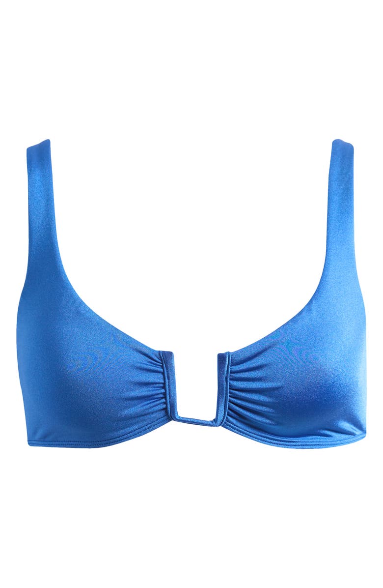 PacSun Lotus Shirred Swim Top, Alternate, color, Turkish Sea