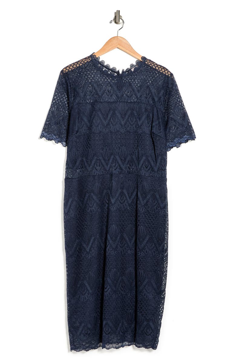 BY DESIGN Lucie Elbow Length Sleeve Lace Dress, Alternate, color, Navy Blazer
