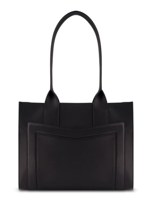 Mac Duggal Gold Plated Hardware Large Leather Tote Bag In Black