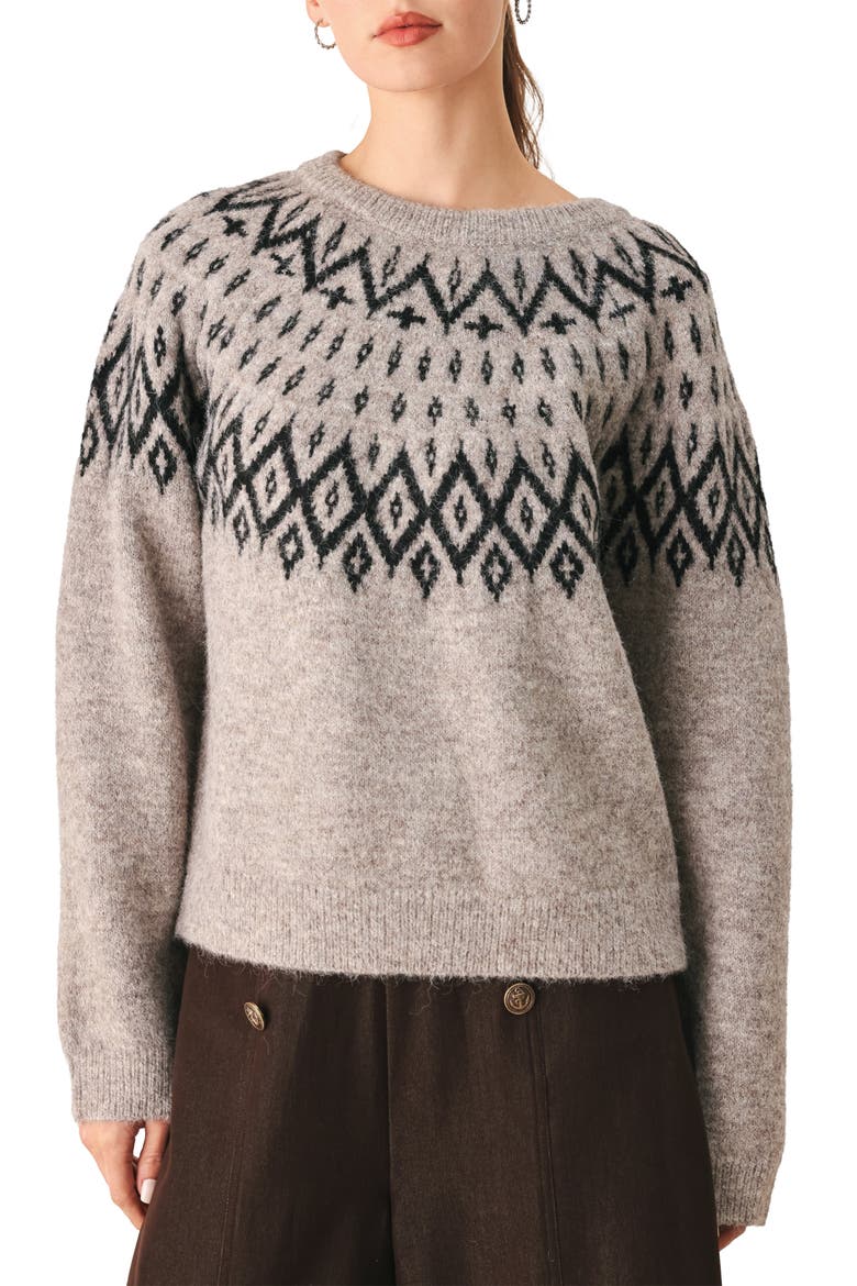 Fair Isle Crewneck Sweater, Main, color, TAUPE