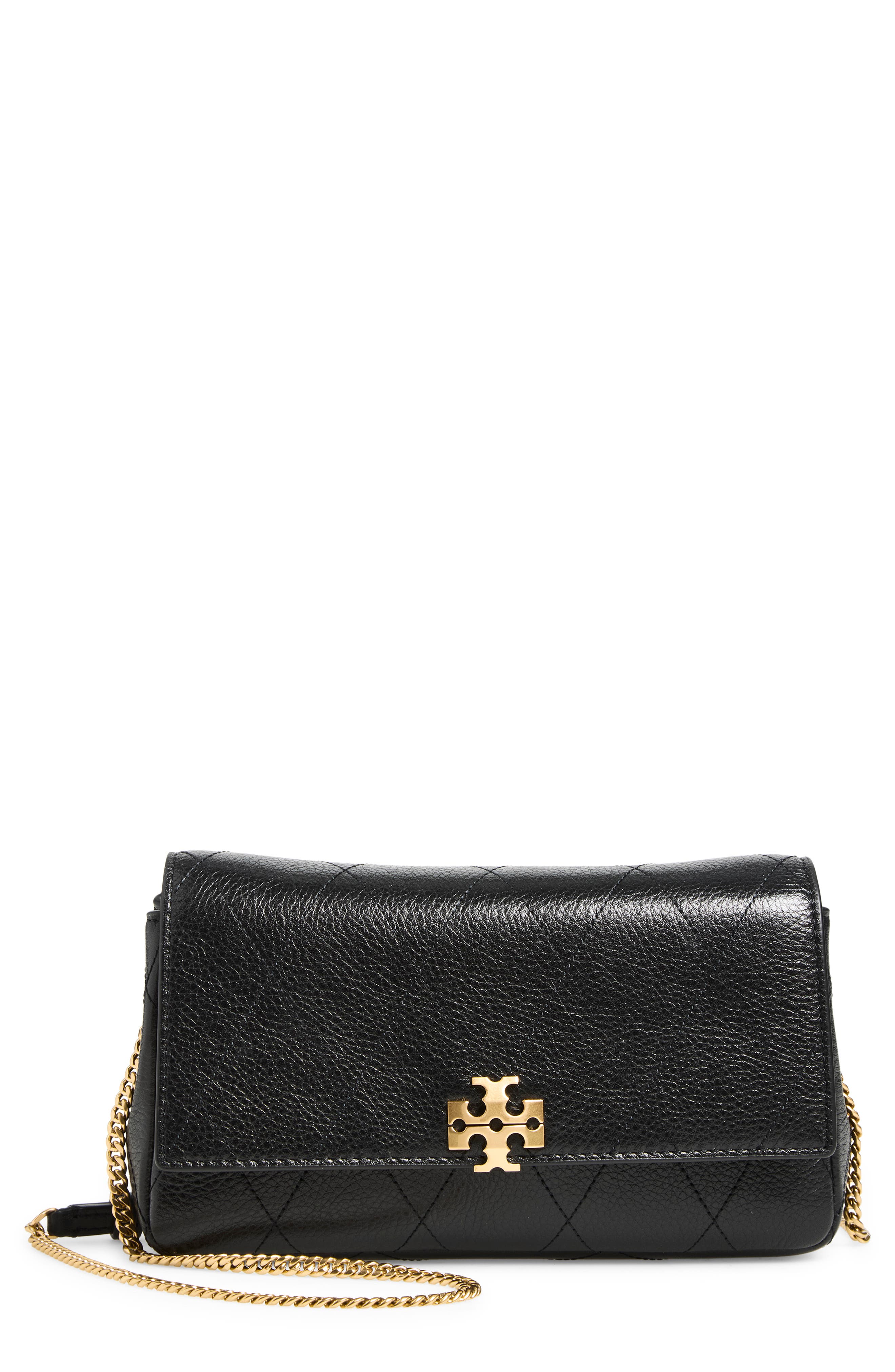 Charlie Quilted Leather Chain Wallet, Main, color, BLACK