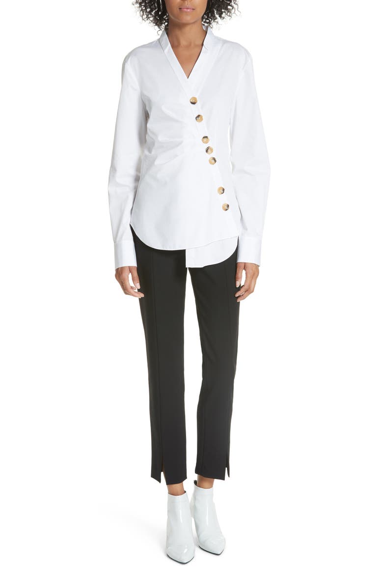 Asymmetrical Large Button Top, Alternate, color, WHITE