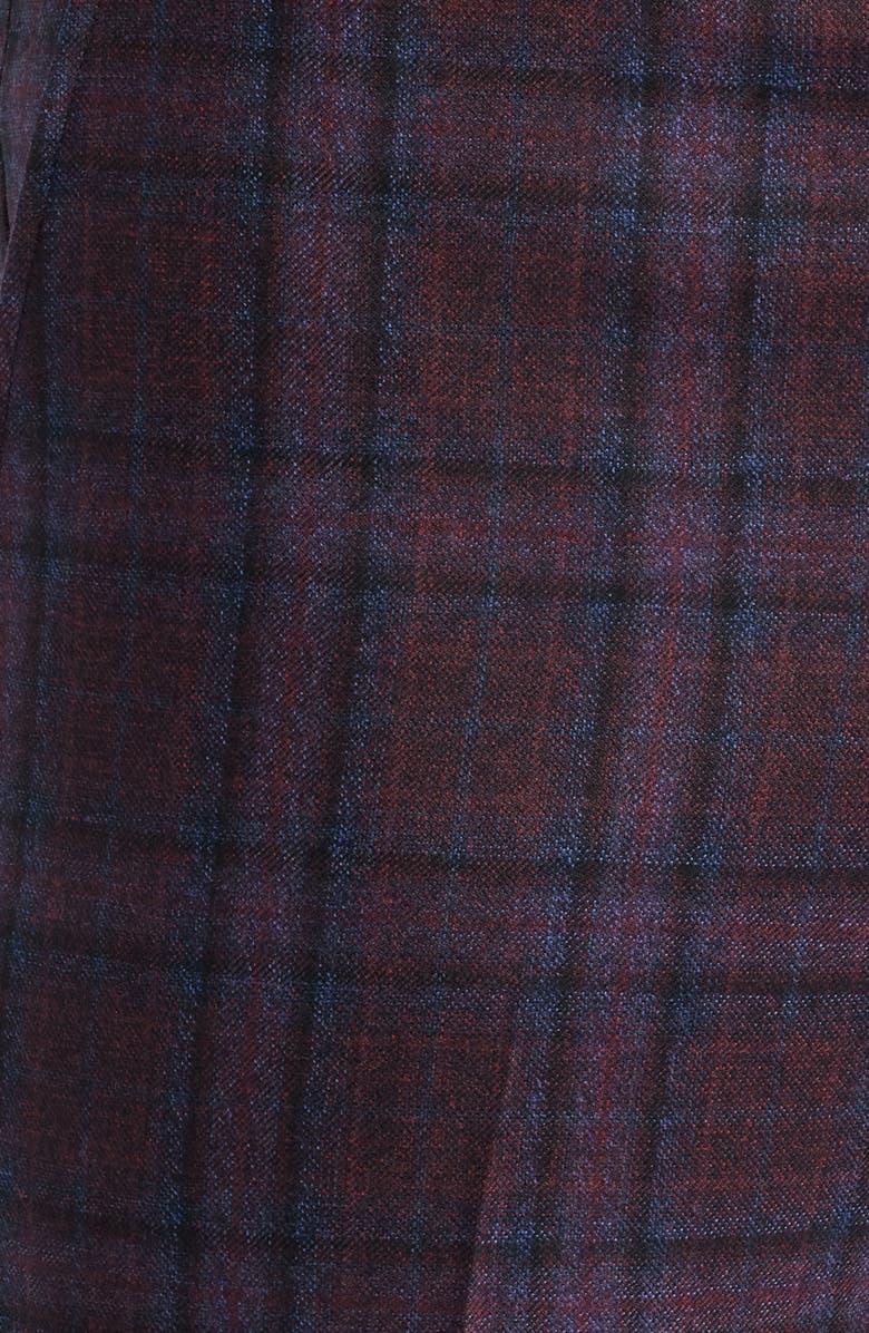 Berle Windowpane Check Merino Wool Dress Pants, Alternate, color, Burgundy
