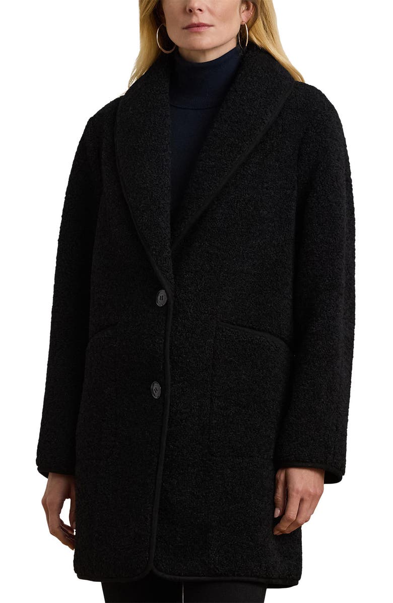 Lauren Ralph Lauren Shawl Collar Faux Shearling Coat, Alternate, color, 