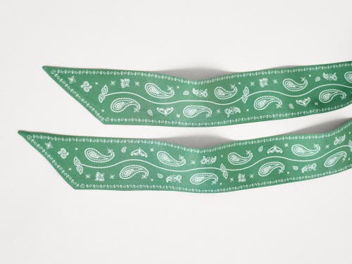 Lost Pattern Nyc "paisley" Silk Twill Skinny Scarf In Green
