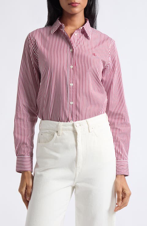 Stripe Cotton Button-Up Shirt