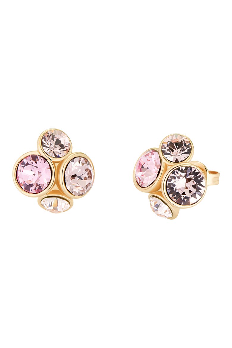 Lynda Crystal Cluster Stud Earrings, Alternate, color, GOLD TONE / PINK MULTI CRYSTAL