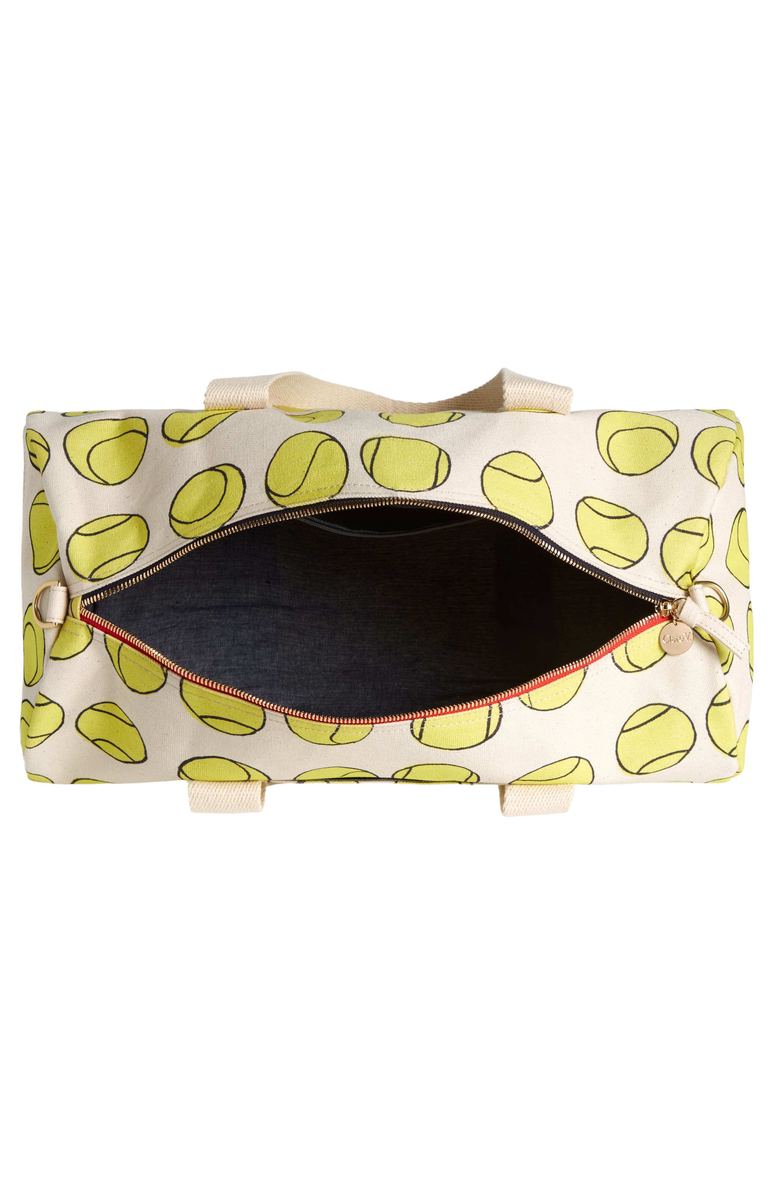 Clare V. Tennis Balls Canvas Duffle Bag, Alternate, color, 