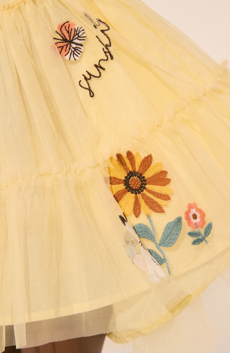 NEXT Kids' Embroidered Twofer Dress, Alternate, color, Yellow