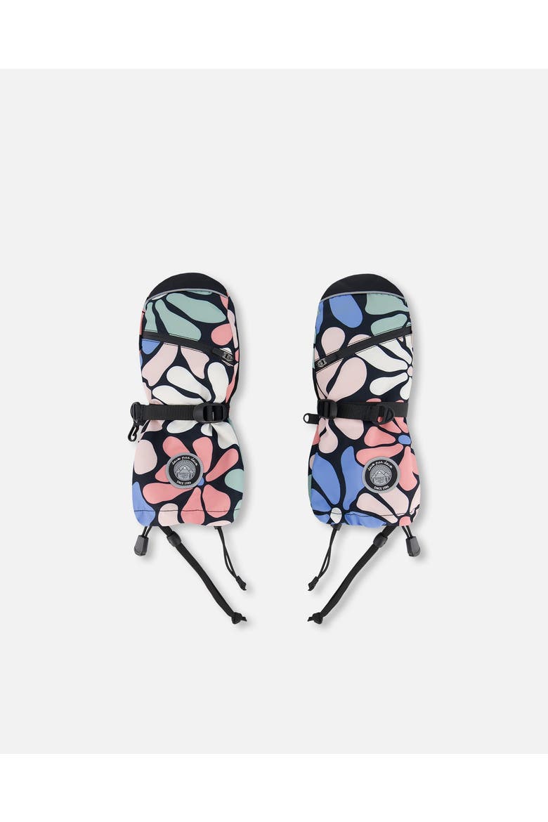 Girl's Technical Mittens Printed Retro Flowers, Main, color, Printed Retro Flowers