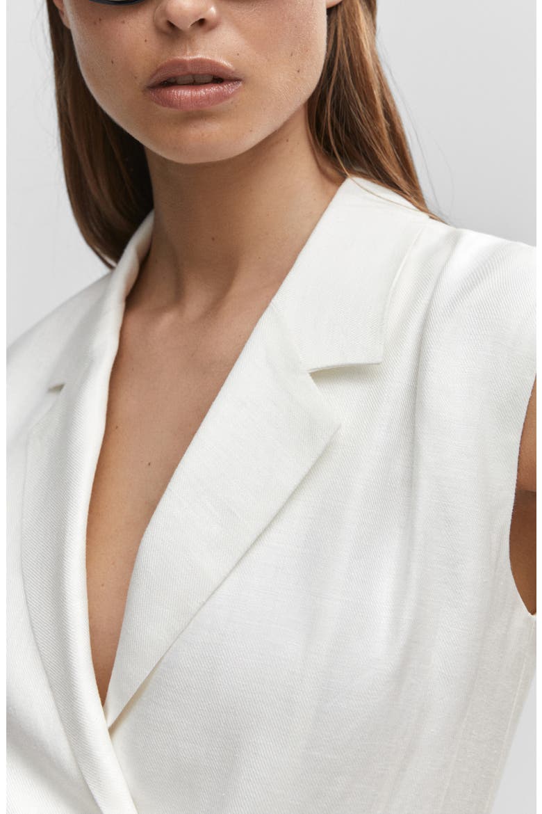 Belted Linen Blazer Minidress, Alternate, color, OFF WHITE