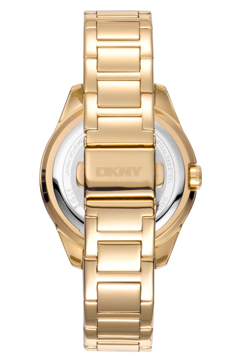 Three Hand Quartz Crystal Embellished Bracelet Watch, 36mm, Alternate, color, GOLD