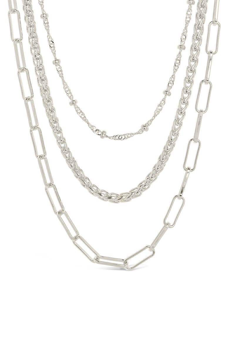 Parisa Layered Chain Necklace, Alternate, color, SILVER