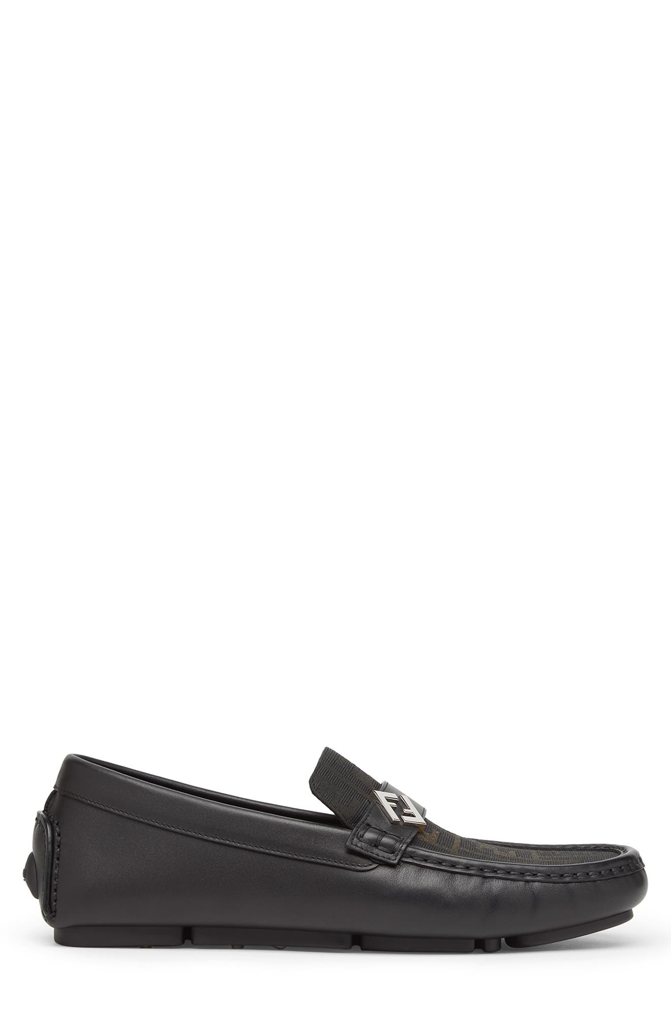Fendi FF Square Driving Loafer, Alternate, color, Tobacco/ Nero