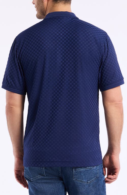 Robert Graham Aaron Checkered Knit Polo In Navy
