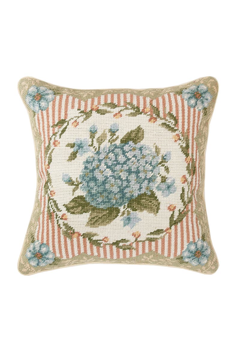 Wild Rose Bouquet Needlepoint Pillow, Main, color, Blue