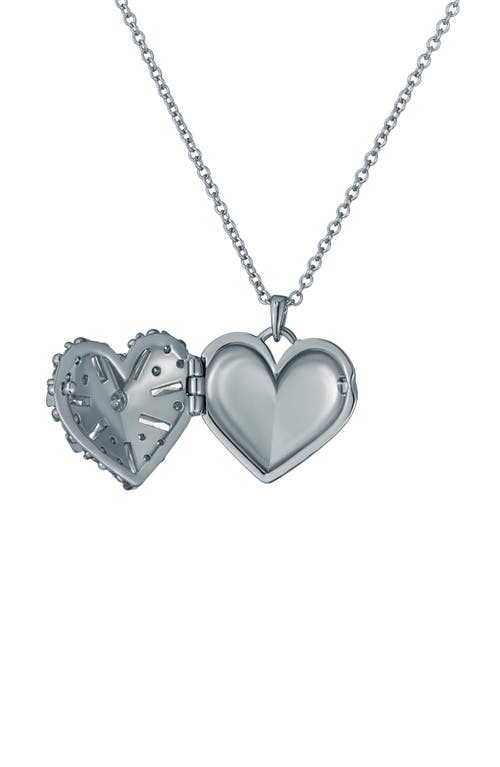 Ted Baker Cherish Crystal Cluster Heart Locket Necklace In Silver Tone Clear Crystal