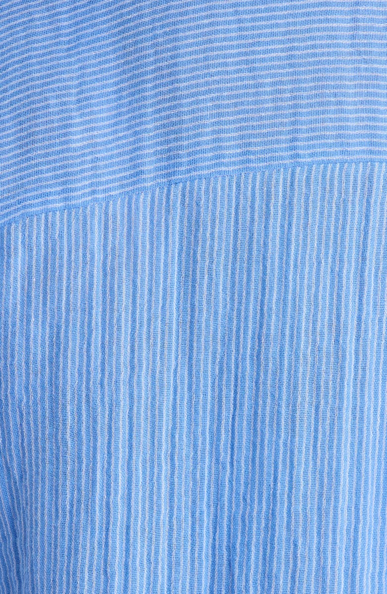 Eileen Fisher Stripe Organic Cotton Button-Up Shirt, Alternate, color, Cornflower