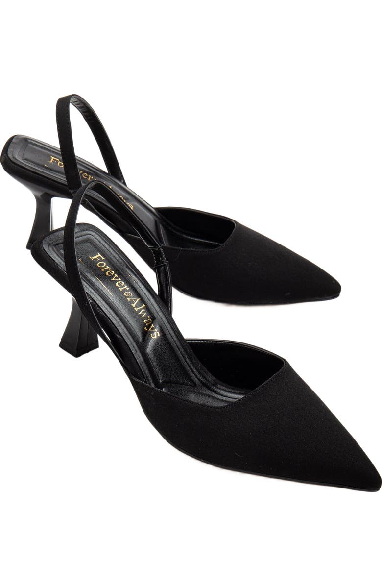 Forever & Always Shoes Rae Slingback Kitten Heel Pumps, Alternate, color, Black Satin