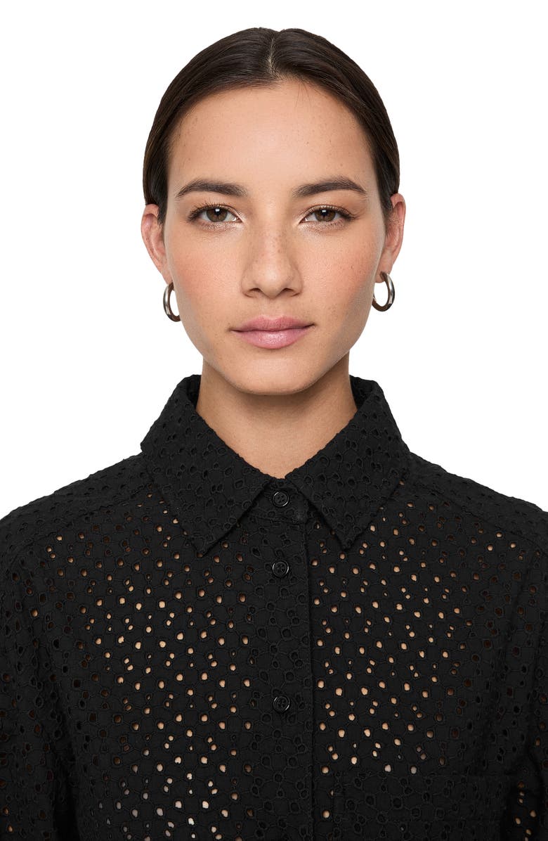 Rebecca Minkoff Juna Crop Cotton Eyelet Button-Up Shirt, Alternate, color, 