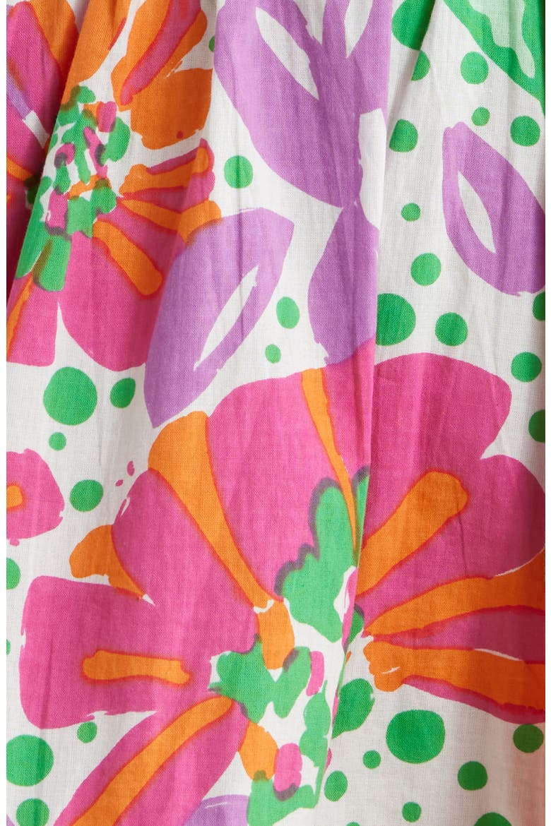 Cara Print Ruffle Cover-Up Minidress, Alternate, color, PINK ARTISTIC FLOWER