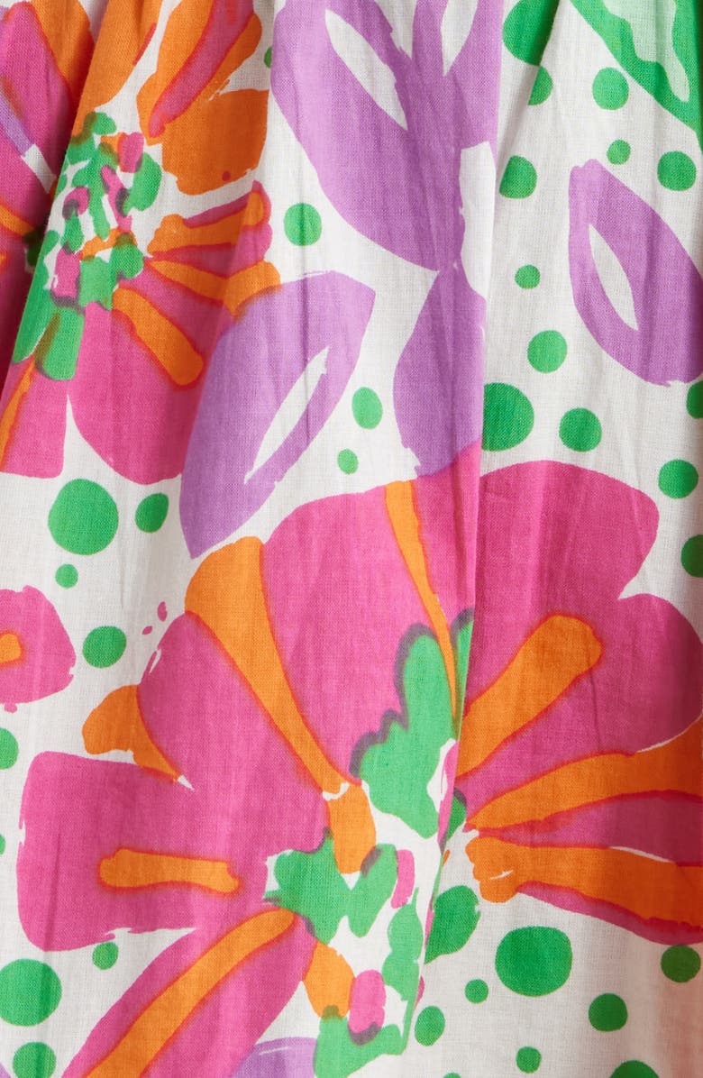 Poupette St Barth Cara Print Ruffle Cover-Up Minidress, Alternate, color, 