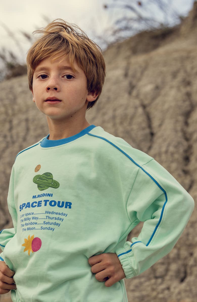 Mini Rodini Space Tour Sweatshirt, Alternate, color, Blue