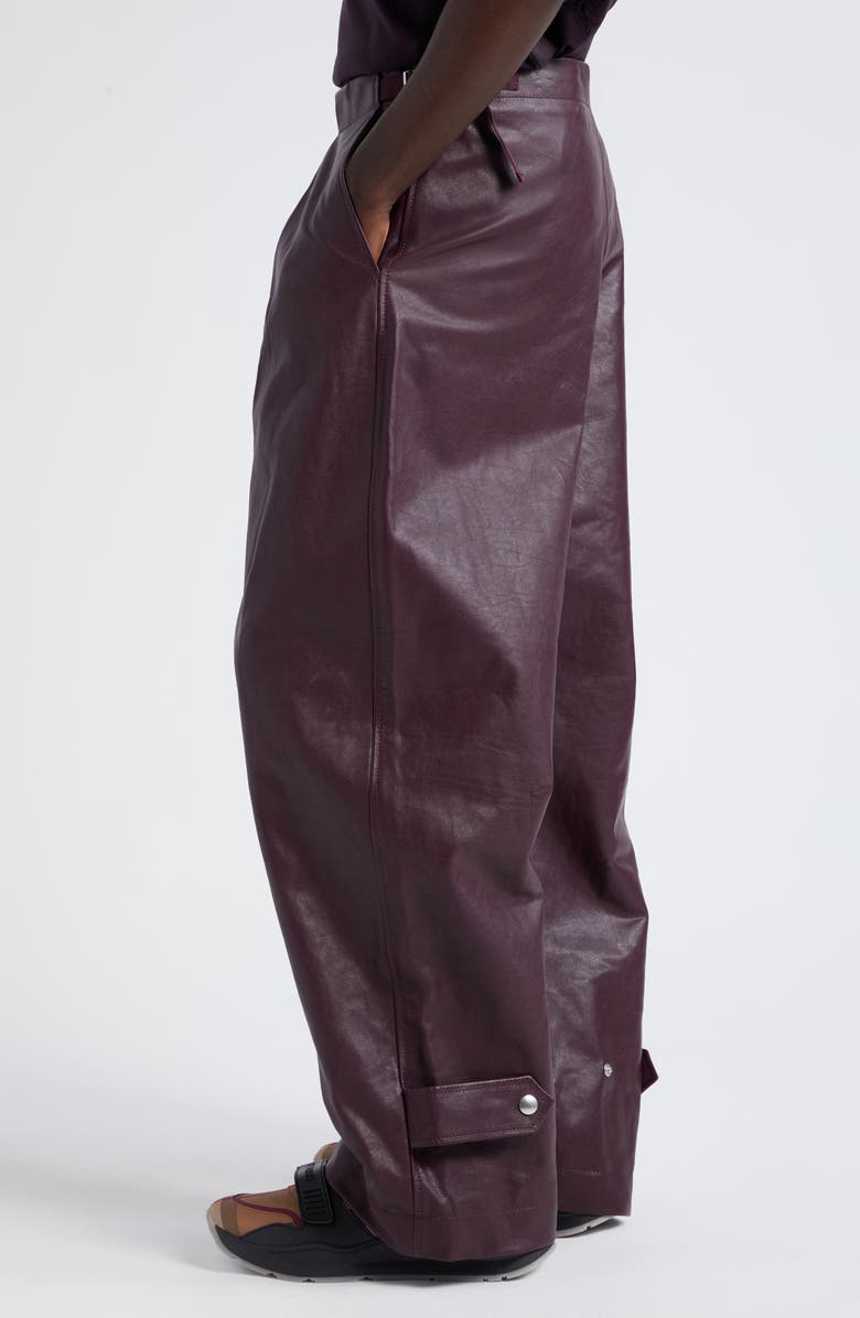 Burberry Pleated Leather Trousers, Alternate, color, Plum